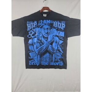 Y2k Lil Wayne I Am Hip Hop Drop The World Graphic T-Shirt Mens 2XL Black Blue